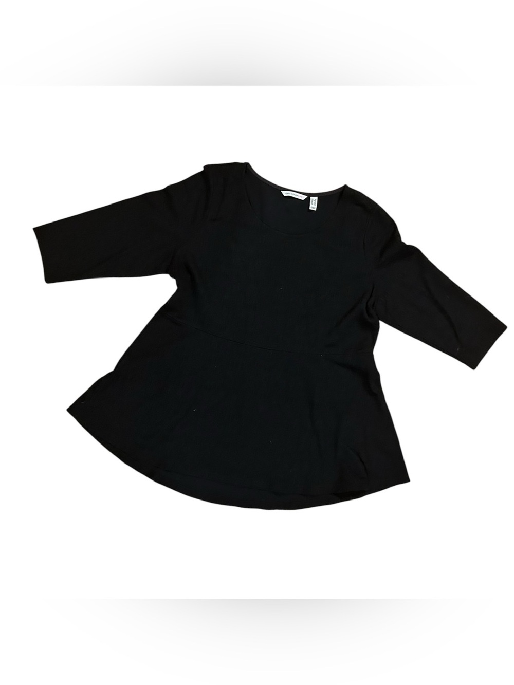 Isaac Mizrahi Live! Women's Swing Top 1X Plus Black Textured Tunic Slimming